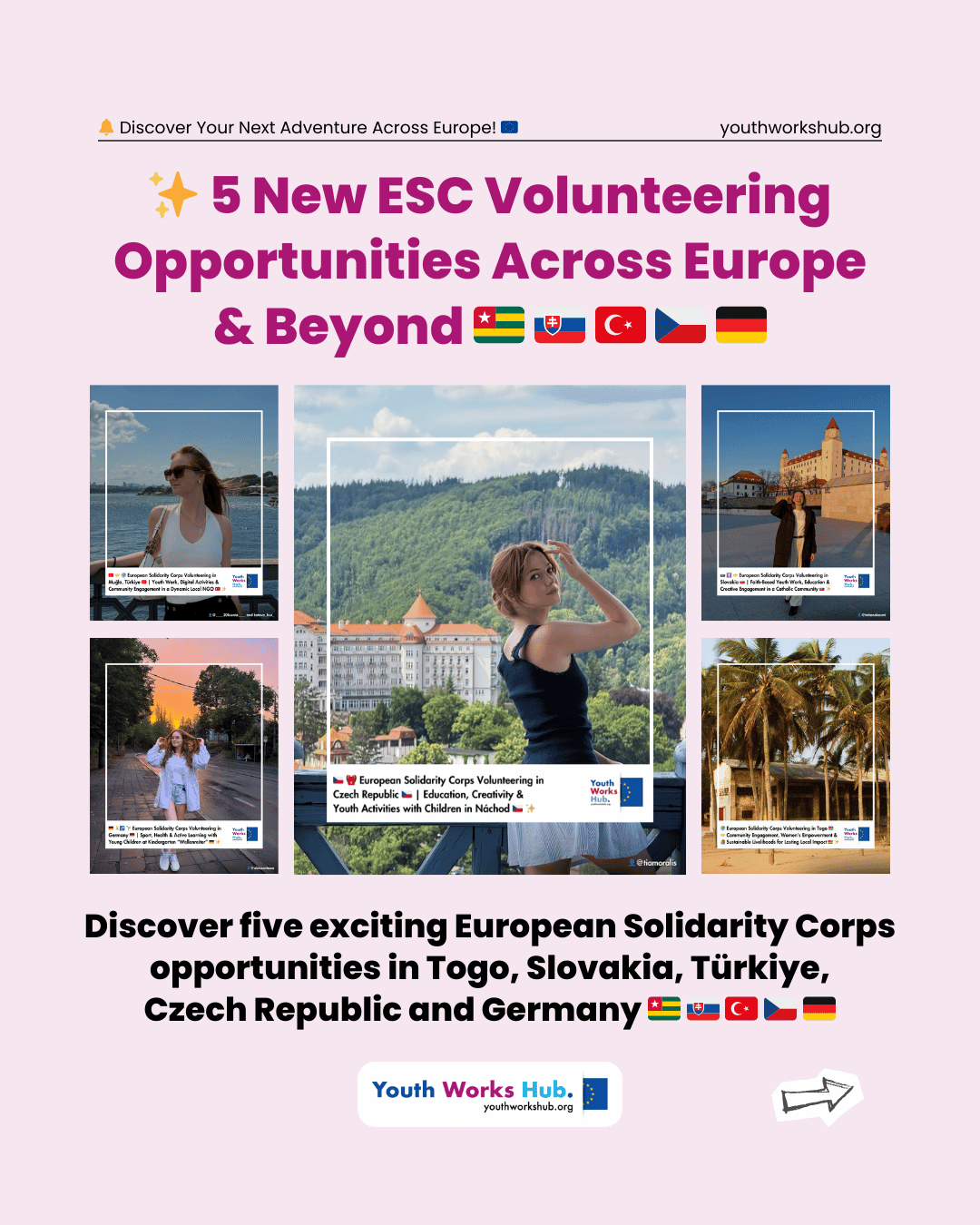 🇹🇬 🇸🇰 🇹🇷 🇨🇿 🇩🇪✨ 5 New ESC Volunteering Opportunities Across Europe &amp; Beyond – Community Action, Youth Work, Education &amp; Cultural Exchange! 🌍 🔥