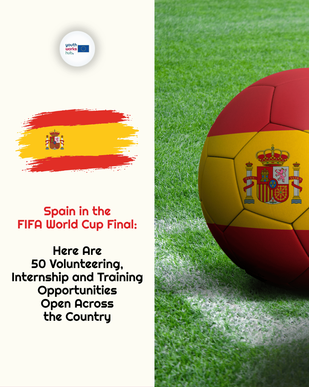 🇪🇸 Spain in the FIFA World Cup Final: 50 Open Opportunities Across the Country — 27 Fully Funded ESC Placements, 21 Internships & 2 Erasmus+ Trainings