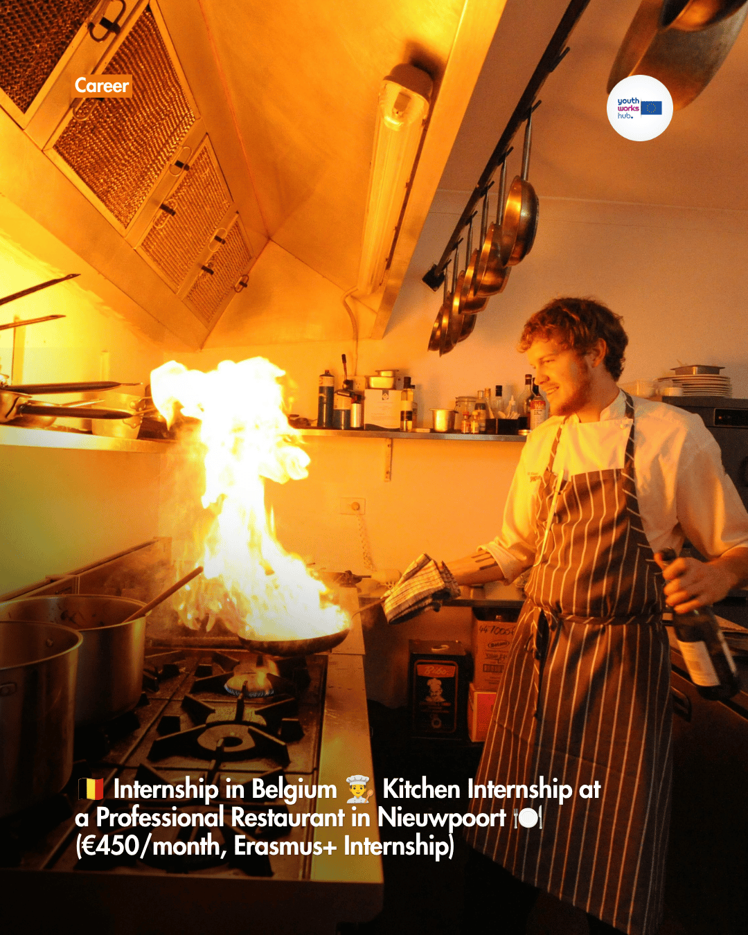🇧🇪 Internship in Belgium 👨‍🍳 Kitchen Internship at a Professional Restaurant in Nieuwpoort 🍽️ (€450/month, Erasmus+ Internship)