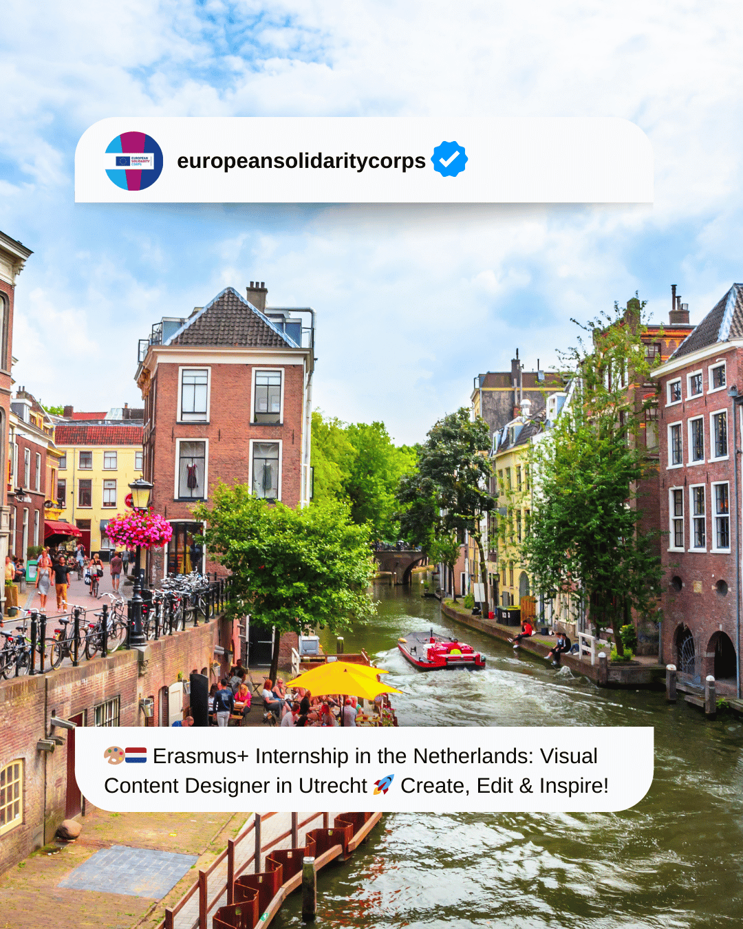 🎨🇳🇱 Erasmus+ Internship in the Netherlands: Visual Content Designer in Utrecht 🚀 Create, Edit & Inspire!