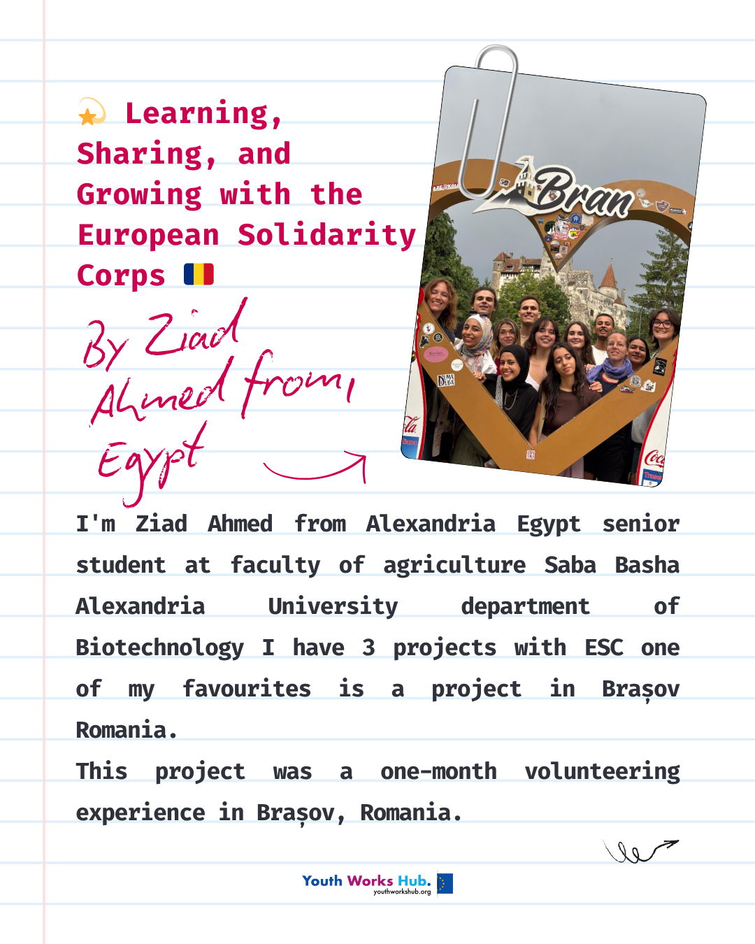 ✨ From Alexandria to Brașov – My European Solidarity Corps Experience in Romania 🇷🇴
