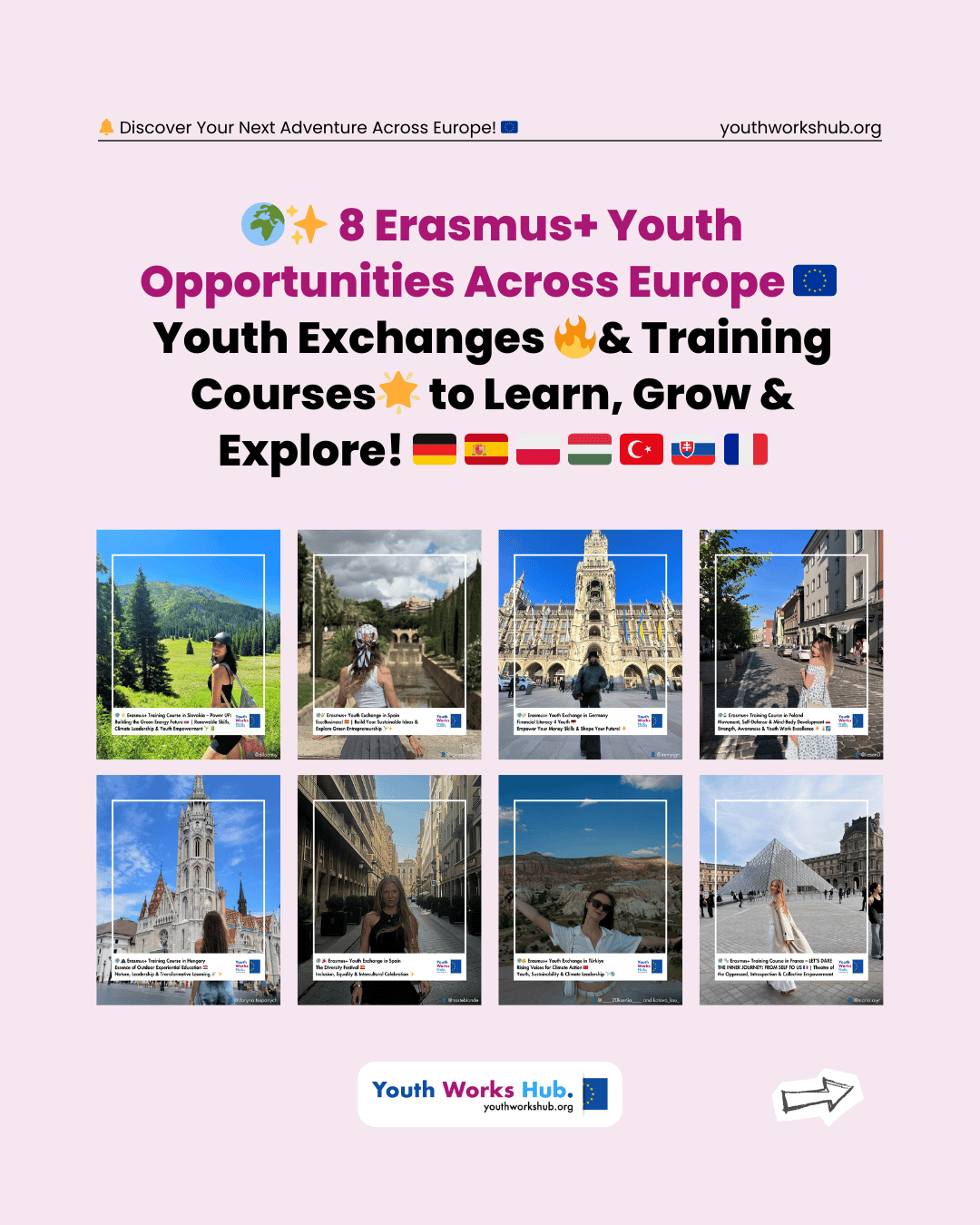 🌍✨ 8 Erasmus+ Youth Opportunities Across Europe 🇪🇺 | Learn, Travel, Grow & Shape Your Future! 💫