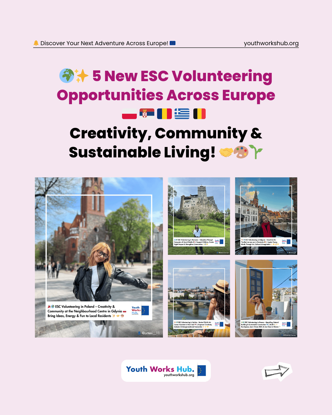 🌍✨ 5 New ESC Volunteering Opportunities Across Europe 🇵🇱🇷🇸🇷🇴🇬🇷🇧🇪 | Creativity, Community & Sustainable Living! 🤝🎨🌱