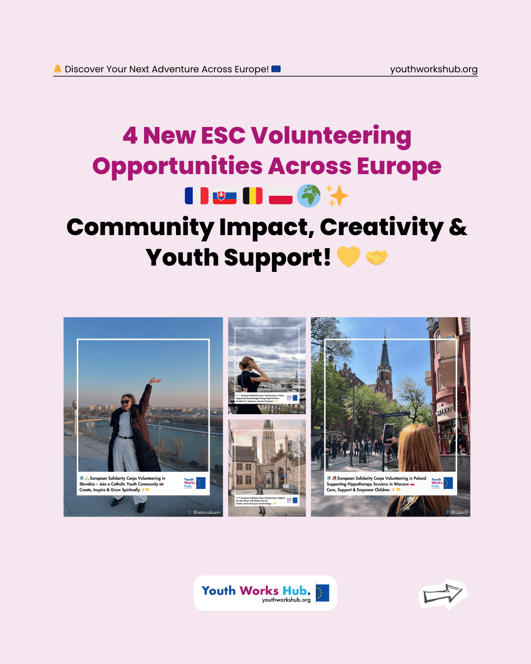 🌍✨ 4 New ESC Volunteering Opportunities Across Europe 🇫🇷🇸🇰🇧🇪🇵🇱 | Community Impact, Creativity & Youth Support! 💛🤝