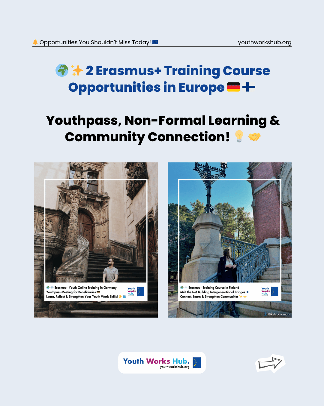 🌍✨ 2 Erasmus+ Training Course Opportunities in Europe 🇩🇪🇫🇮 | Youthpass, Non-Formal Learning & Community Connection! 💡🤝
