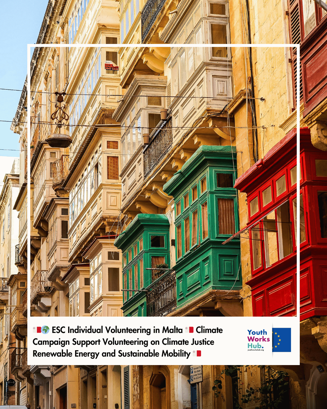 🇲🇹🌍 ESC Individual Volunteering in Malta 🇲🇹 Climate Campaign Support Volunteering on Climate Justice Renewable Energy and Sustainable Mobility 🇲🇹