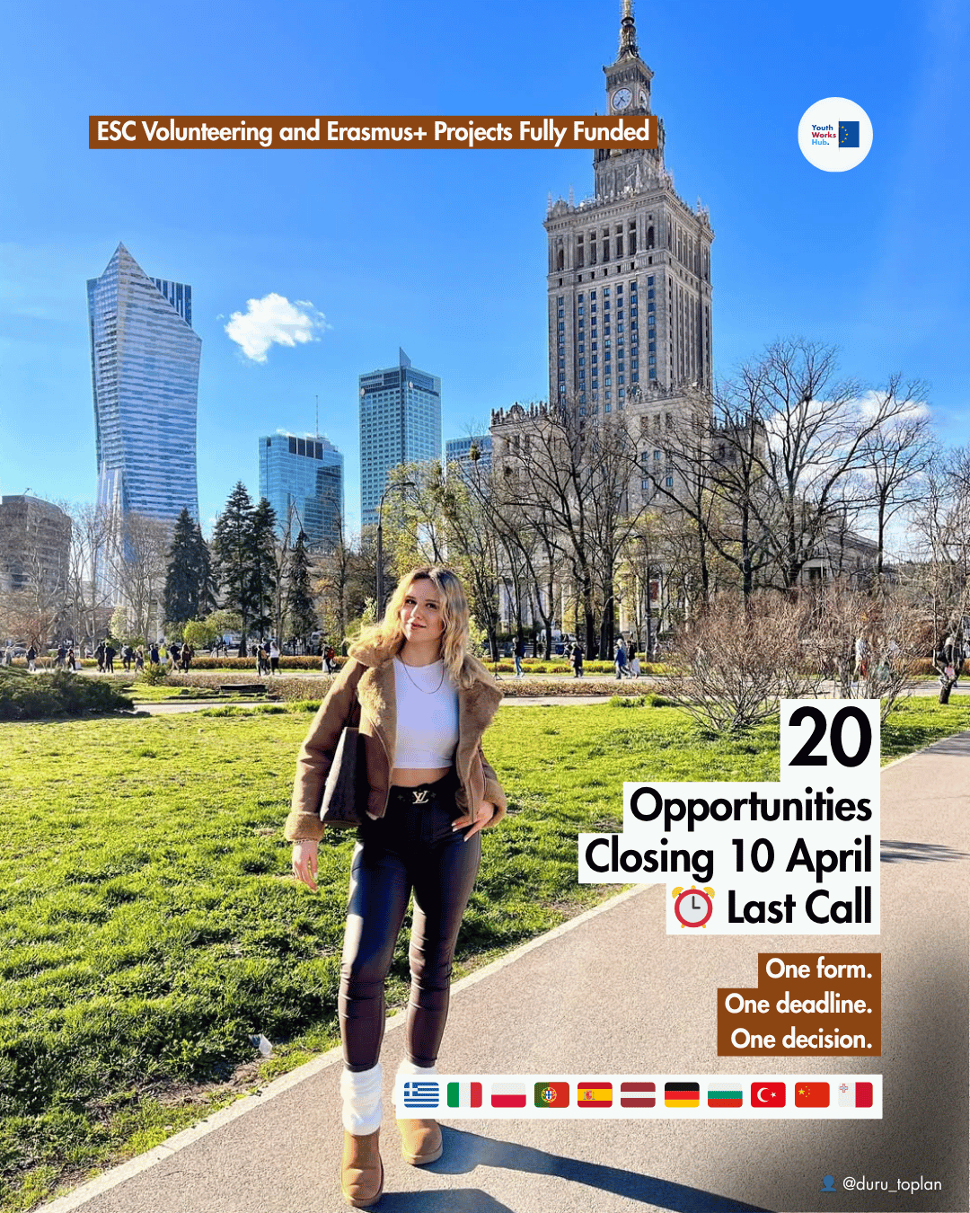 ⏰ Last Call: 20 Opportunities Closing 10 April — ESC, Erasmus+ & Internships Fully Funded